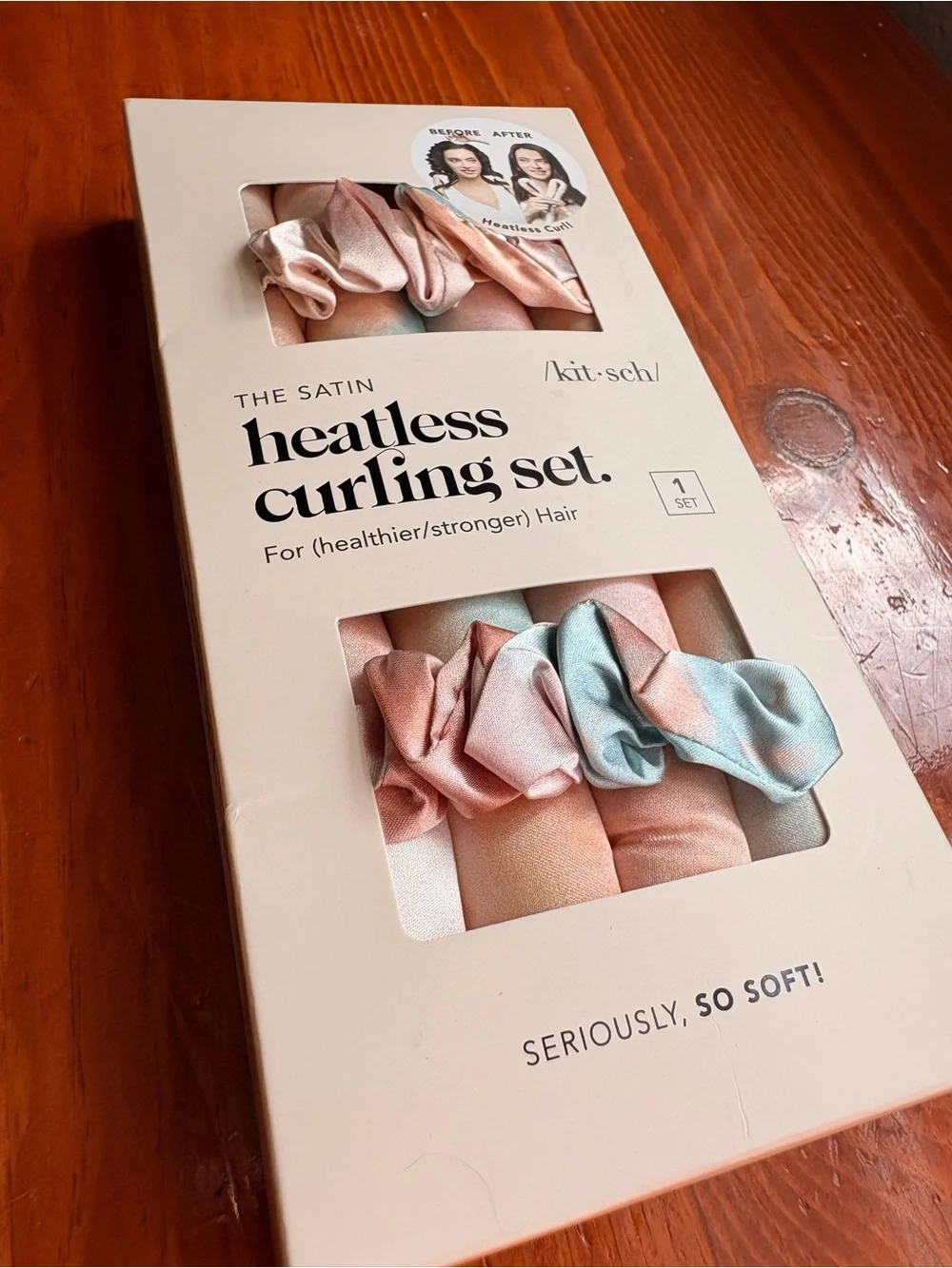 kitsch Satin Heatless Curling Set - Pastel Pink & Blue